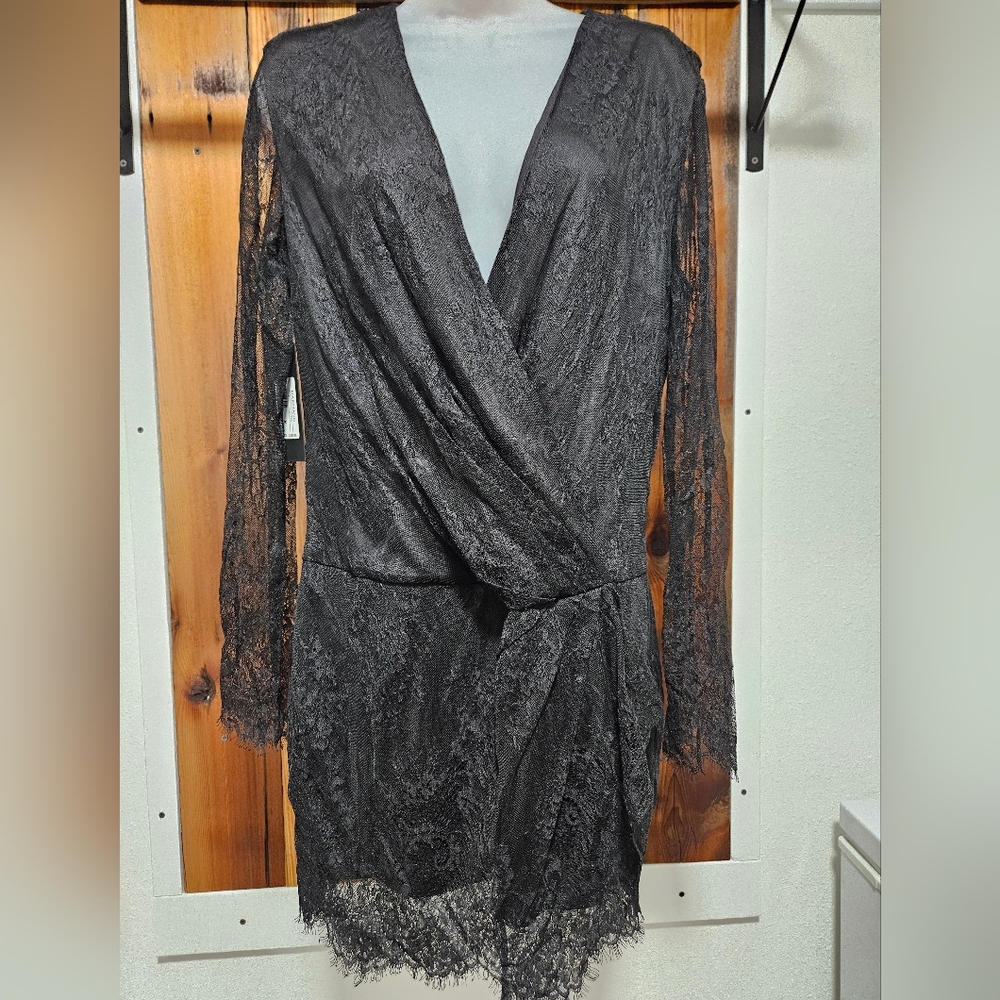 Marciano Black Lace Wrap Dress